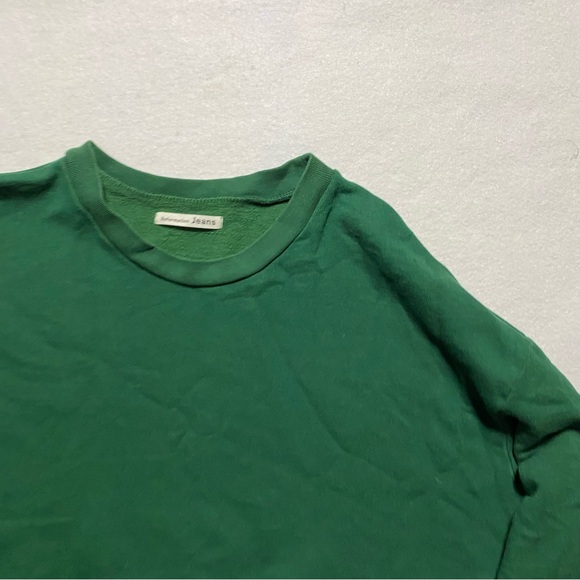 REFORMATION Hunter Low Crew Neck Cropped Sweatshirt Pine Green Medium - Picture 2 of 9